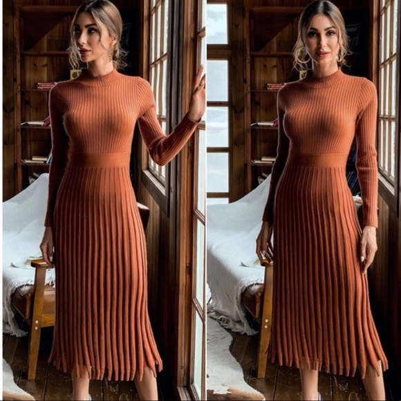 Fall ribbed knit sweater dress - Picture 2 of 4